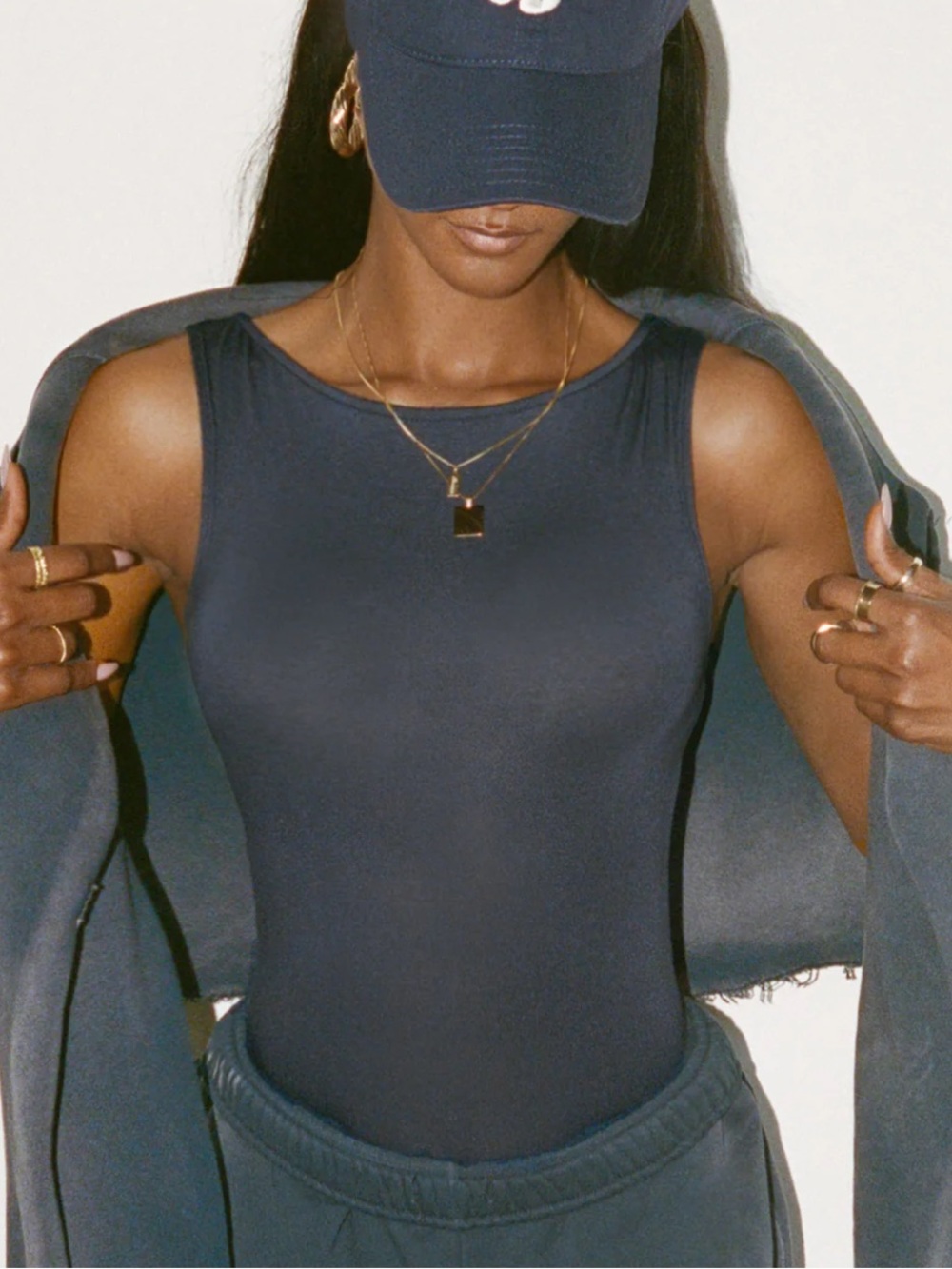 JOAH BROWN BOATNECK TANK NAVY M - Picture 3 of 7